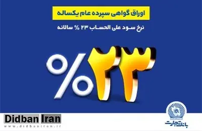 فروش اوراق گواهی سپرده عام با نرخ سود 23 درصد